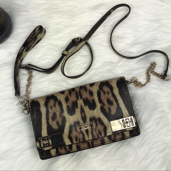 Guess Handbags - GUESS Milo Mini Leopard Crossbody Handbag